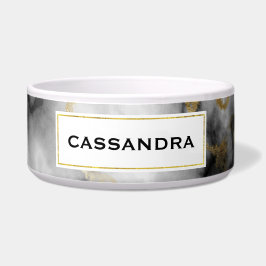 Moderner Smoky-Graumarmor mit Goldband Napf