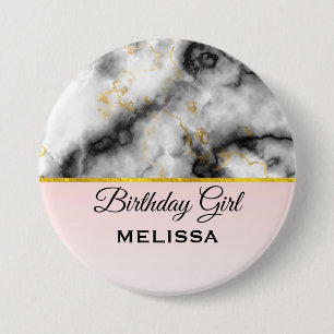 Moderner Smoky-Graumarmor mit goldenem Ribbon zum  Button