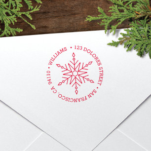 Moderner Snowflake-Rundurlaub Rücksendeadresse Permastempel