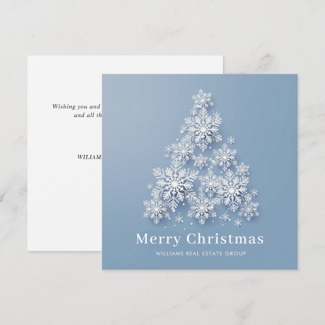 Moderner Snowflake Weihnachtsbaum Firmengrüßen Feiertagskarte (Vorne/Hinten)
