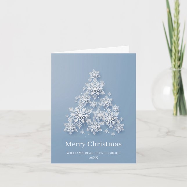 Moderner Snowflake Weihnachtsbaum Firmengrüßen Karte (Vorderseite)