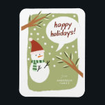 Moderner Snowman Happy Holidays Gruß Magnet<br><div class="desc">Modernes Snowman Happy Holidays Grußmagnet</div>