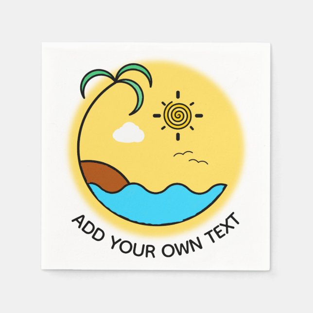 Moderner Sommer Beach Emblem Art Custom Text Serviette (Vorderseite)