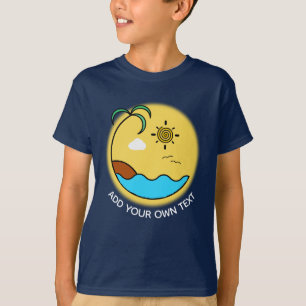 Moderner Sommer Beach Emblem Art Custom Text T-Shirt
