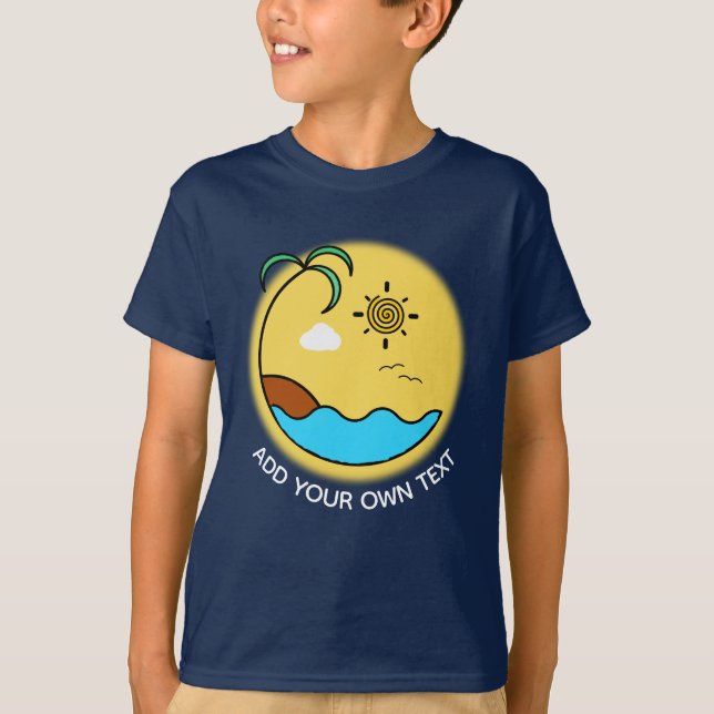 Moderner Sommer Beach Emblem Art Custom Text T-Shirt (Vorderseite)