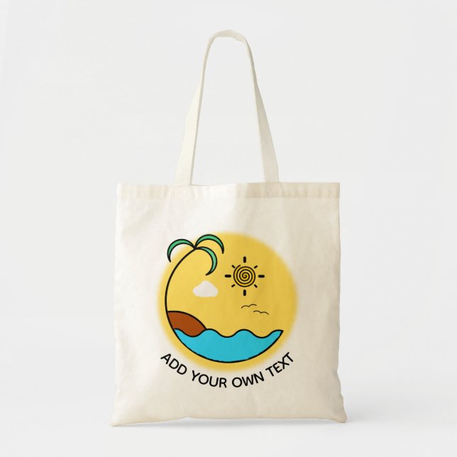 Moderner Sommer Beach Emblem Art Custom Text Tragetasche (Vorne)