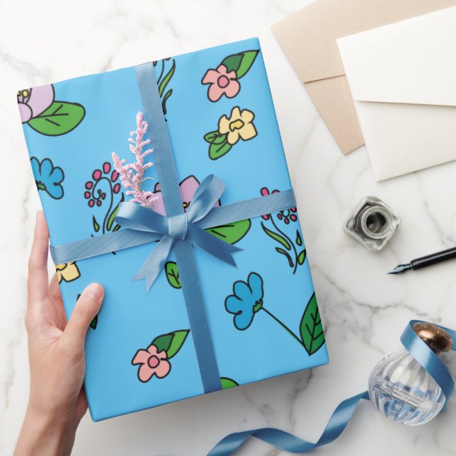 Moderner Sommer floral farbig Geschenkpapier (Schenken)
