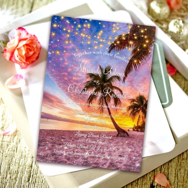 Moderner Sonnenuntergang und Sommerhochzeit Einladung (Von Creator hochgeladen)