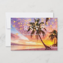 Moderner Sonnenuntergang und Sommerhochzeit RSVP Karte