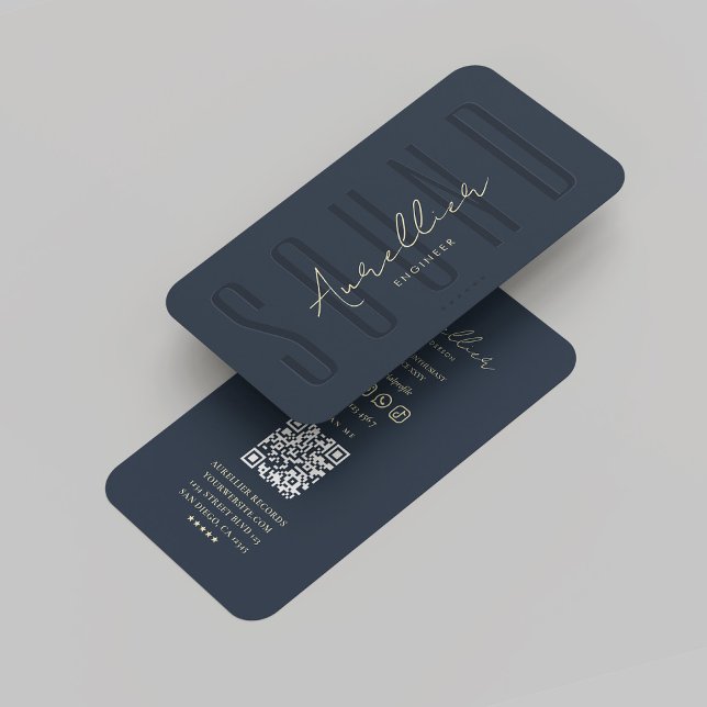 Moderner Sound Engineer Audio Beruflich Dark Blue Visitenkarte (Modern Sound Engineer Audio Professional Dark Blue Business Card
)