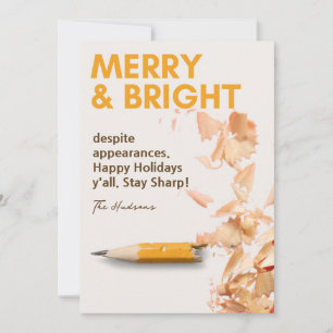 Moderner Spaß Merry & Bright Pencil Sharp Holiday Feiertagskarte