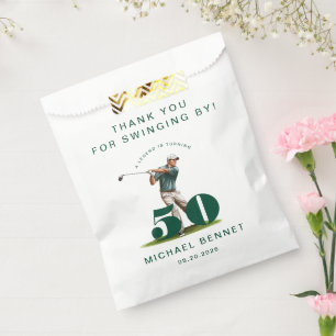 Moderner Sportgolfer 50. Geburtstag Danke Geschenktütchen