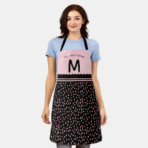 Moderner Spots Individuelle Name & Monogramm Rosa  Schürze