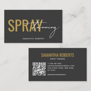 Moderner Spray-Tan-QR-Code grau gold Visitenkarte