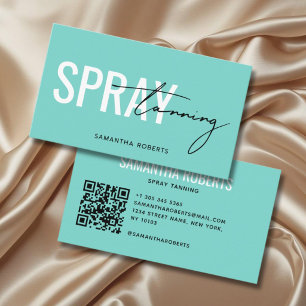 Moderner Spray-Tan-QR-Code in Türkis Visitenkarte