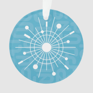 Moderner Sputnik-Weihnachtsschnee des Mitteljahrhu Ornament