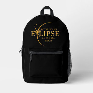 Moderner Staat 2024 Texas Total Solar Eclipse Bedruckter Rucksack