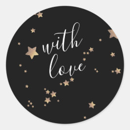 Moderner Star Black Onyx Weihnachtsfeiertag Runder Aufkleber