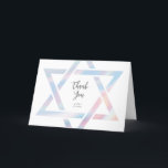 Moderner Star von David Pastel Bat Mitzvah Dankeskarte<br><div class="desc">Die moderne Star of David Pastel Bat Mitzvah Dankeschön-Karte zeichnet sich durch einen einzigartigen und modernen Star der David Kontur in einem schönen holografischen Effekt aus.</div>