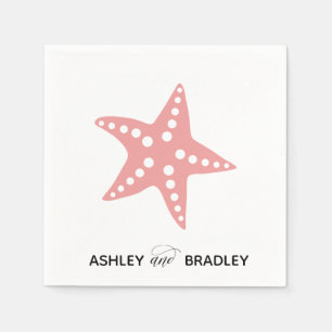 Moderner Starfish Beach Hochzeit Napkins, rosa Serviette