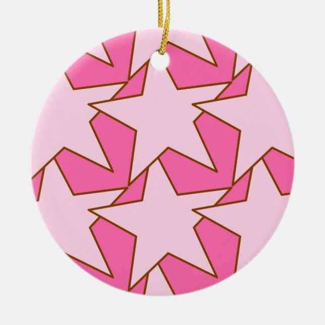 Moderner Stern geometrisch - hell und tiefrosa Keramik Ornament (Vorne)