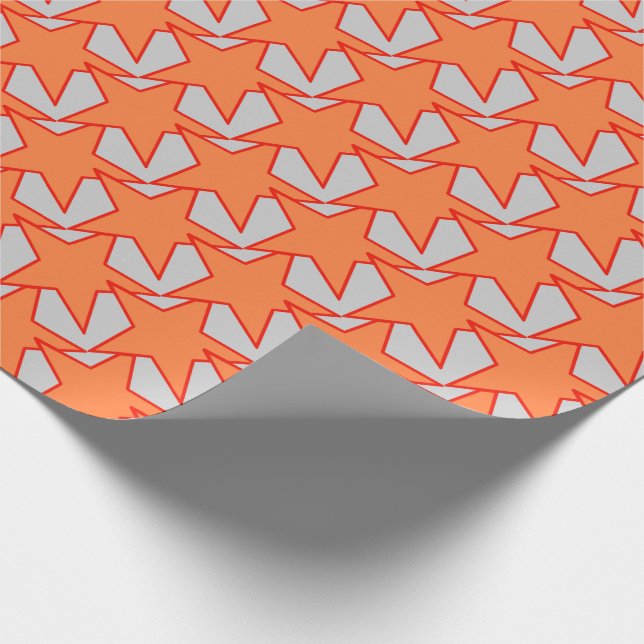 Moderner Stern geometrisch - korallenrotes Orange Geschenkpapier (Ecke)