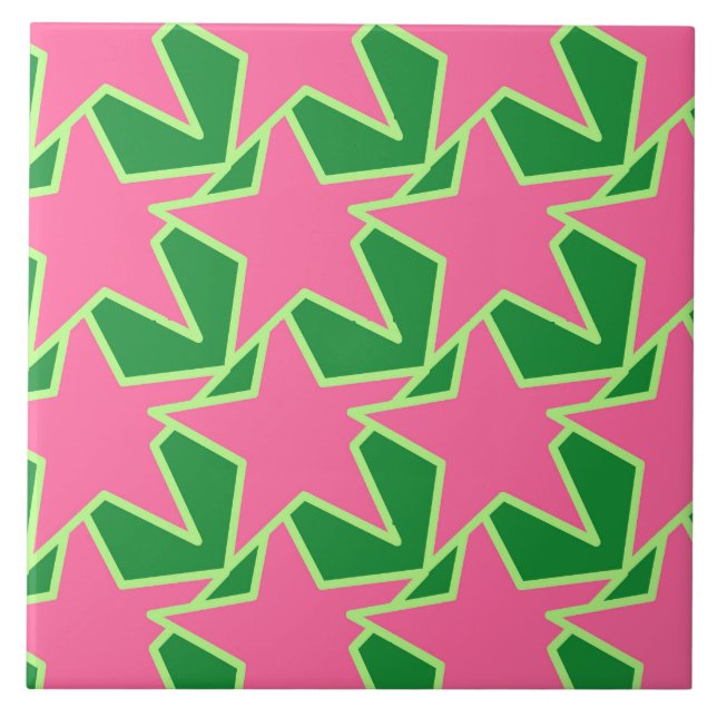 Moderner Stern geometrisch - Wassermelonerosa und Fliese (Vorderseite)