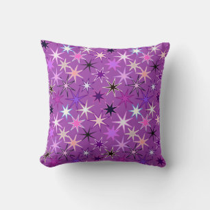 Moderner Sternexplosion-Druck, violettes Lila und Kissen