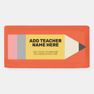 Moderner Stift mit Lehrer und Klasseninformationen Banner