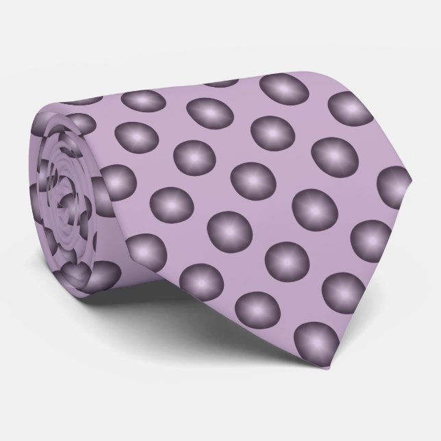 Moderner, stilvoller, blasser Lila Polka Dot Krawatte (Gerollt)