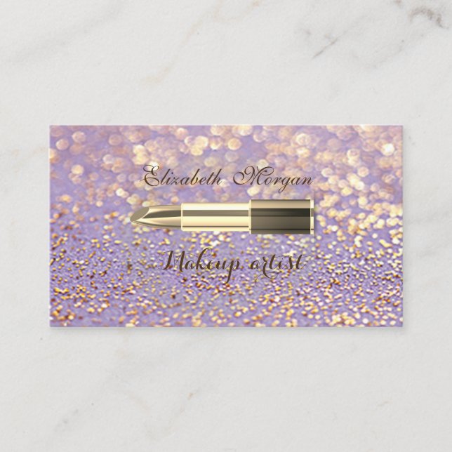 Moderner, stilvoller Glittery Bokeh-Makeup-Lipstic Visitenkarte (Vorderseite)