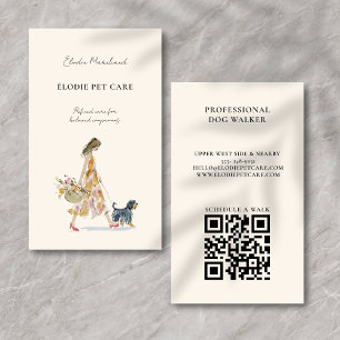 Moderner stilvoller Hundespaziergang Pet Sitter QR Visitenkarte