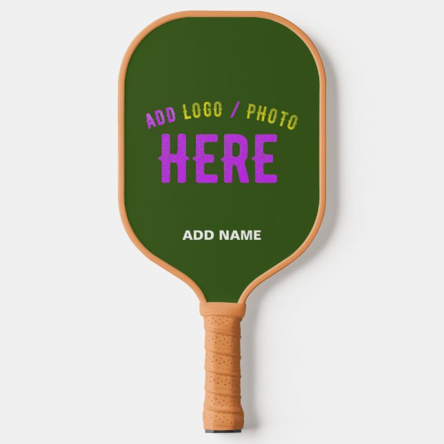 MODERNER STILVOLLER KUSTOM-WALD GRÜNE ÜBERPRÜFTE M PICKLEBALL SCHLÄGER (Vorderseite)