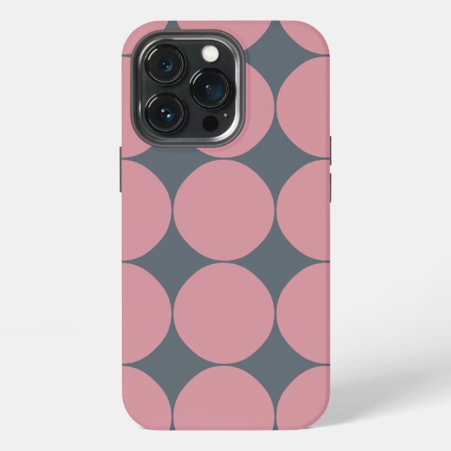 Moderner, stilvoller Pink Polka Dot iPhone 13 Pro Hülle (Hinten)