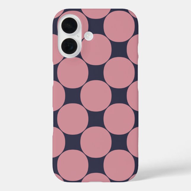 Moderner, stilvoller Pink Polka Dot iPhone 16 Hülle (Rückseite)
