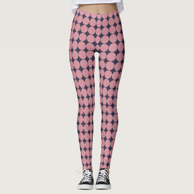 Moderner, stilvoller Pink Polka Dot Leggings (Vorderseite)