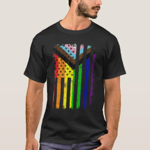 Moderner Stolz US-amerikanische Flagge Liebe gewin T-Shirt