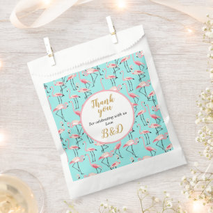Moderner Strand Hochzeit Pink Blue Flamingo Geschenktütchen