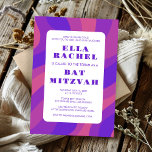 Moderner Streifen Groovy Lila Custom Bar Bat Mitzv Einladung<br><div class="desc">Perfekte Karte, um eine Fledermausmitzvah, Bar mitzvah oder andere jüdische Feier anzukündigen! Handgemachte Kunst für Sie. Vollständig anpassbar! Klicken Sie auf "Personalisieren" oben, um den Text zu bearbeiten. Klicken Sie auf "Bearbeiten mit dem Design-Tool", um die Schriftart, Farben und Platzierungen anzupassen und das Design der Rückseite zu löschen, wenn Sie...</div>