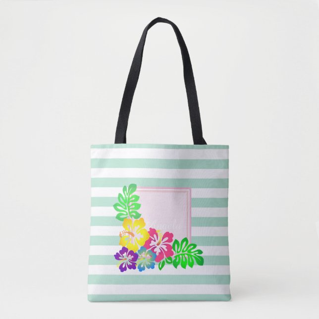 Moderner Strick, Hawaii-Hibiskus - Personalisiert Tasche (Vorderseite)