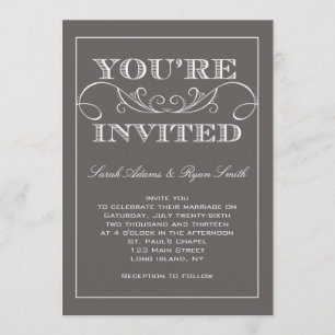 Moderner Strudel-graue Hochzeits-Einladung Einladung