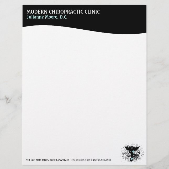 Moderner Strudel-weiblicher Chiropraktik-Briefkopf Briefkopf (Vorderseite)