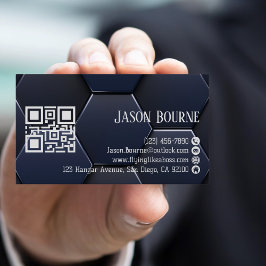 Moderner, stylischer Blue White, Beruflicher QR Co Visitenkarte
