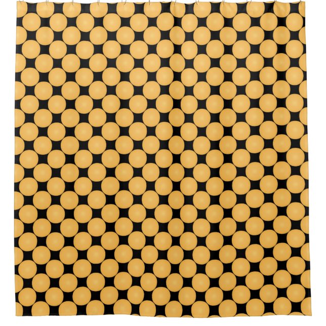 Moderner, stylischer Gelber Polka Dot Duschvorhang (Vorderseite)