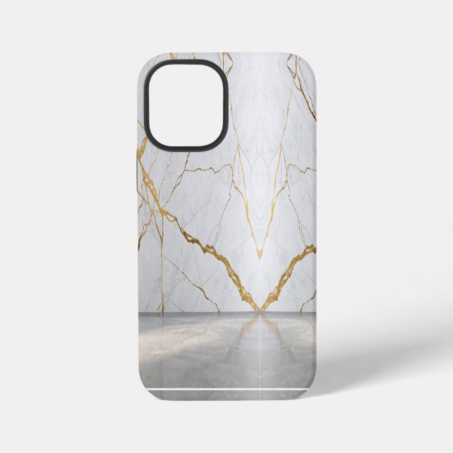 Moderner Stylist aus gecracktem, weißem Marmor iPhone 12 Mini Hülle (Rückseite)