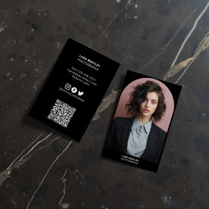 Moderner Stylist-Foto-Social-Media-Mit-QR-Code Visitenkarte
