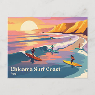 Moderner Surfer-Sonnenuntergang Chicama Peru Postkarte