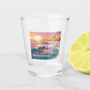 Moderner Surfer-Sonnenuntergang Chicama Peru Schnapsglas