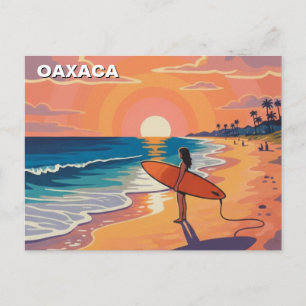 Moderner Surfer-Sonnenuntergang Oaxaca Mexiko Postkarte