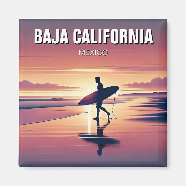 Moderner Surfer Sunset Baja California Magnet (Vorne)